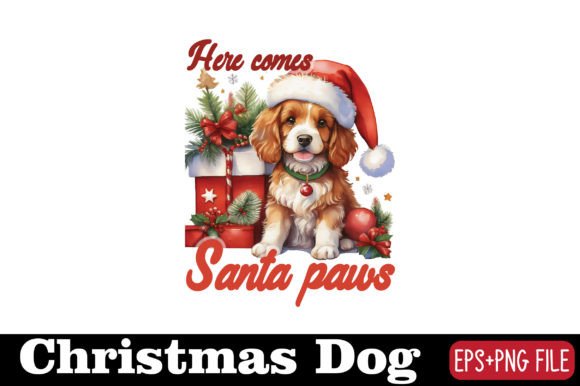 Christmas Dog Here Comes Santa Paws