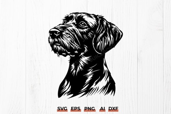German Wirehaired Pointer Dog Head SVG