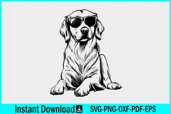 Golden Retriever SVG Dog with Sunglasses