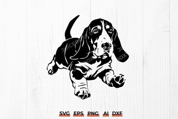 Running Basset Hound SVG, Dog Silhouette