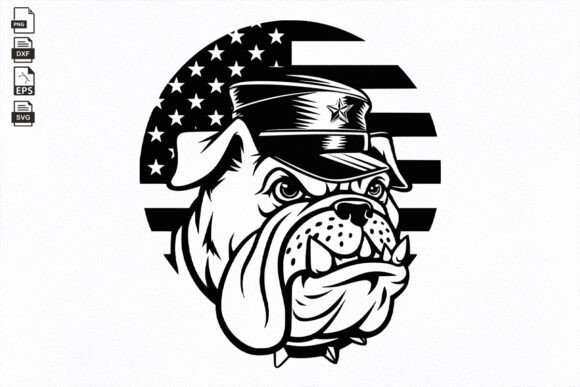US Bulldog, Military Cap and Dog Tag Svg